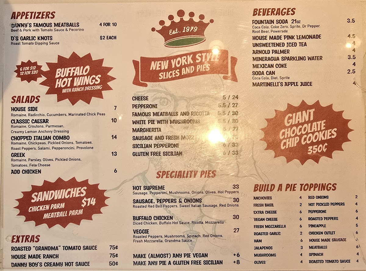 Menu Danny Boy's Famous Original Pizza-1