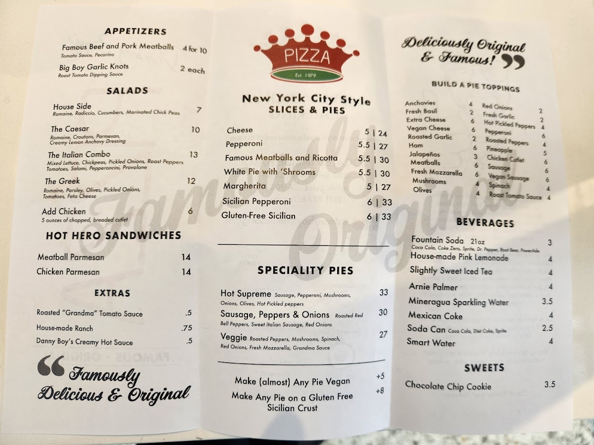 Menu Danny Boy's Famous Original Pizza-2